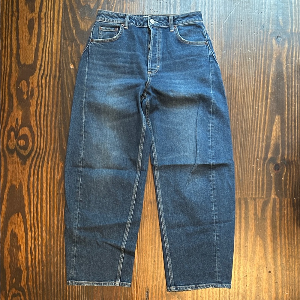 nuuds Women’s Barrel leg Dark Blue Denim Jeans